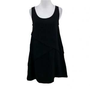 Maria Calderara Tank Dress Womens Size 2 Black Wool Sleeveless Pleated Scoopneck